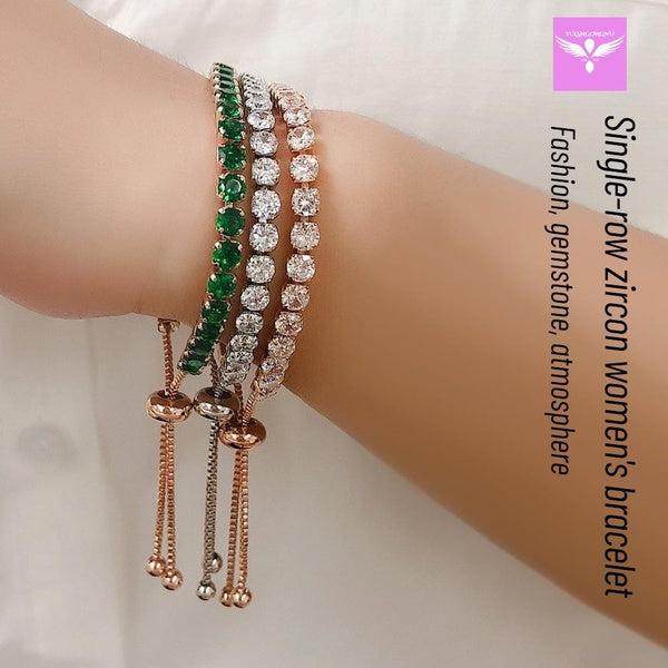 Cross-border European and American zircon single row diamond bracelet, adjustable bracelets for women, fashion accessories women's creative bracelet Matron Inn