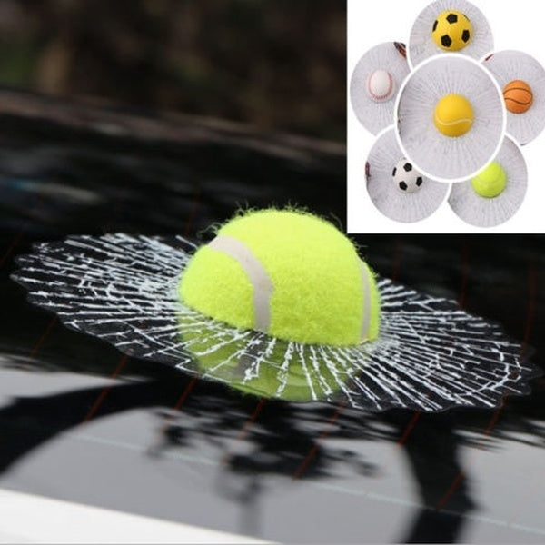 3D Tennis Golf Ball Hit Window Car Sticker Tailgate Decal Auto Windshield Decoration
