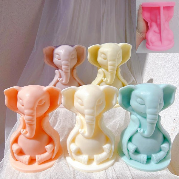 Sitting Elephant Statue Silicone Candle Mold Animal Wax Sculpture Silicone Mould Figure Minimalist House Decor