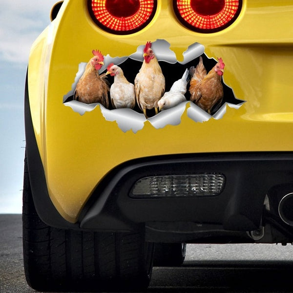3D Chicken Sticker Waterproof Funny Car Truck Window Bumper Vinyl Decal animal Sticker