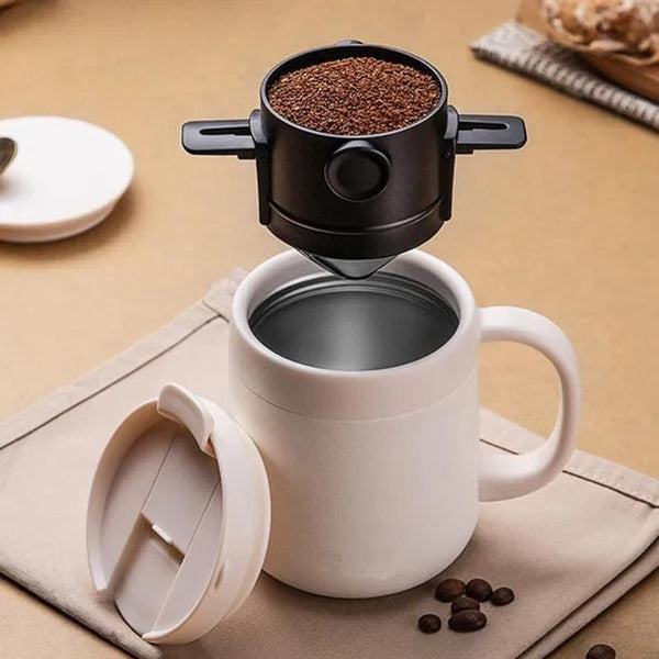 Portable Coffee Filter 304 Stainless Steel Drip Coffee Tea Holder Reusable Coffee Dripper Household Drinkware Drop Filter Stainless Steel Filter Cup