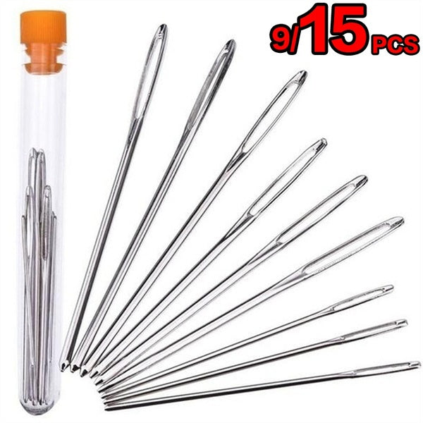 9-15Pcs Large-Eye Blunt Needles Steel Yarn Knitting Needles Sewing Needles Sweater Needles