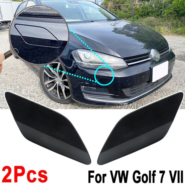 2Pcs For VW Golf 7 2013 - 2017 Front Headlight Headlamp Washer Nozzle Spray Jet Cover House Cap Shell 2014 2015 2016 5GG955110