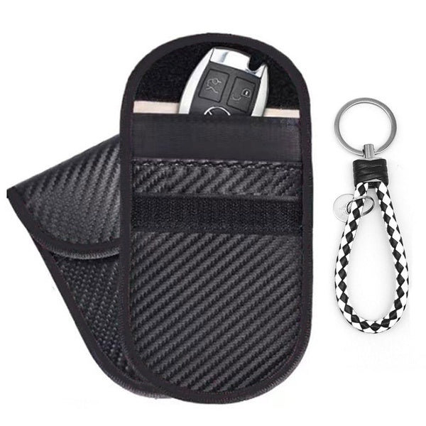 HEJANY 1PC Car Key Fob Key Chain Protector Keyring Case Faraday Cage Keyless Blocking Bag Anti-Theft Pouch Key RFID Signal Blocker Bag