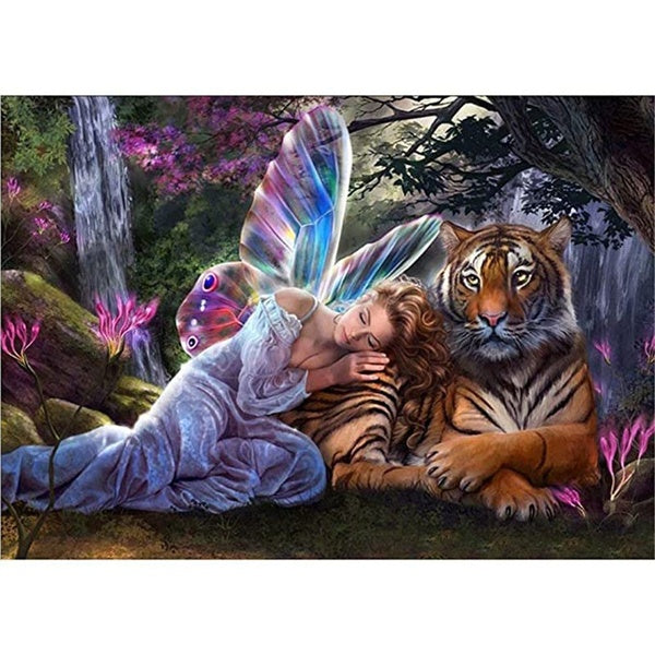 DIY 5D Diamond Painting Beauty And Tiger by Number Kits Painting Cross Stitch Full Drill Crystal Rhinestone Embroidery Pictures Arts Craft for Home W