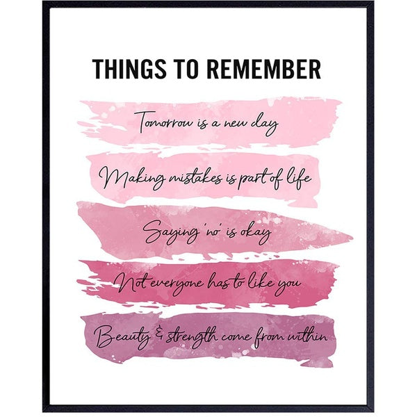 Positive Inspirational Quotes Wall Decor - Uplifting Encouragement Gifts for Women, Girls, Teens, Daughter, BFF, Best Friend - Pink Motivational Wall