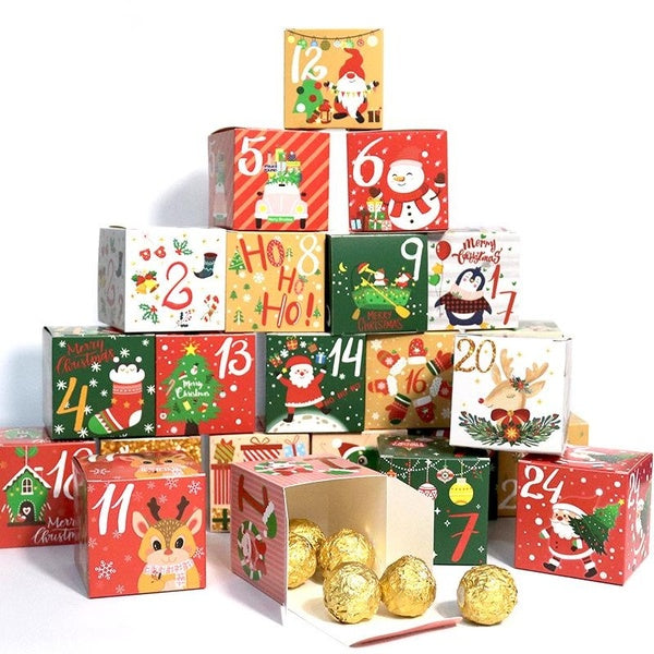 24pcs-set Christmas Advent Calendar Boxes DIY Paper Boxes for 24 Days Advent Countdown Ideal for Gift Giving and Home Decor Christmas Gift