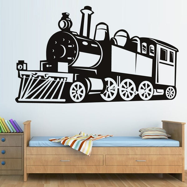 Train Wall Stickers Wall Decor Vinyl Hollow Out Steam Train Stickers Boys Room Self Adhesive Home Decor