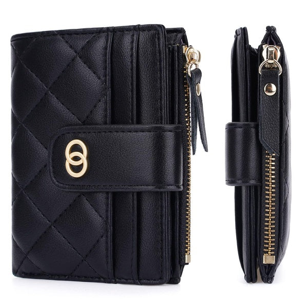 Petits portefeuilles pour femme, portefeuille minimaliste en cuir fin à deux volets avec fermeture éclair pour femme, petit porte-carte de crédit, po