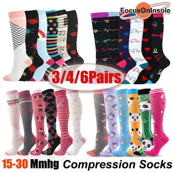 FocusOnInsole New Compression Stockings Varicose Veins Medical Nursing Blood Circulation Pregnancy Edema Diabetes Knee High Socks 15-30 Mmhg
