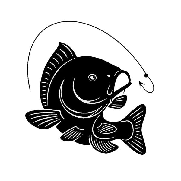 14.1CM*14.7CM Carp Fishing Hook Decal Car Sticker Vinyl Decal Decor Art Fish Fishermen Hobby