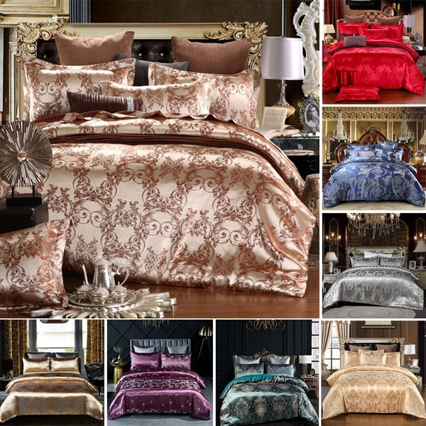 Summer 9 Colors Luxury Soft Silk Bedding Supplies Duvet Cover & Pillowcase Ice Silk Silk Quilt Cover Satin Silky Lace Jacquard Quilt Cover Comforter