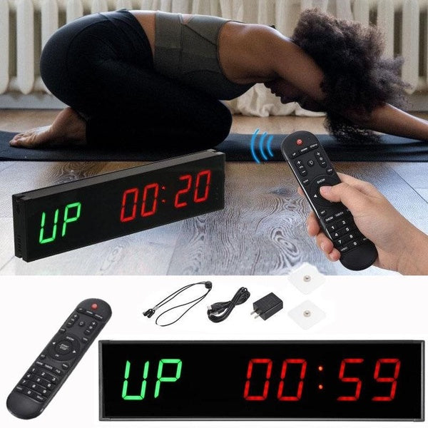 Digital Countdown Clock Stopwatch With Remote 11.4" x 3" LED Interval Timer Clock For Home Gym Fitness Crossfit Stopwatch Fitness Equipment