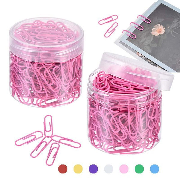 Paper Clips 1.1 Inch Vinyl Coated with Box for Office Home Pink-Red-Yellow-Blue-Green-White-Black-Purple Count 400