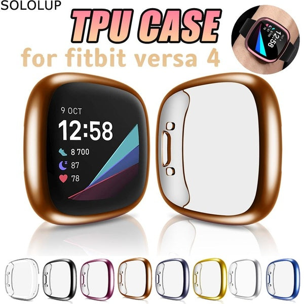 SOLOLUP Coque de protection d'écran en TPU souple pour Fitbit Versa 4 Watch Full Cover Léger Bumper pour Fitbit Watch Versa 4 Smartwatch Case Cover A