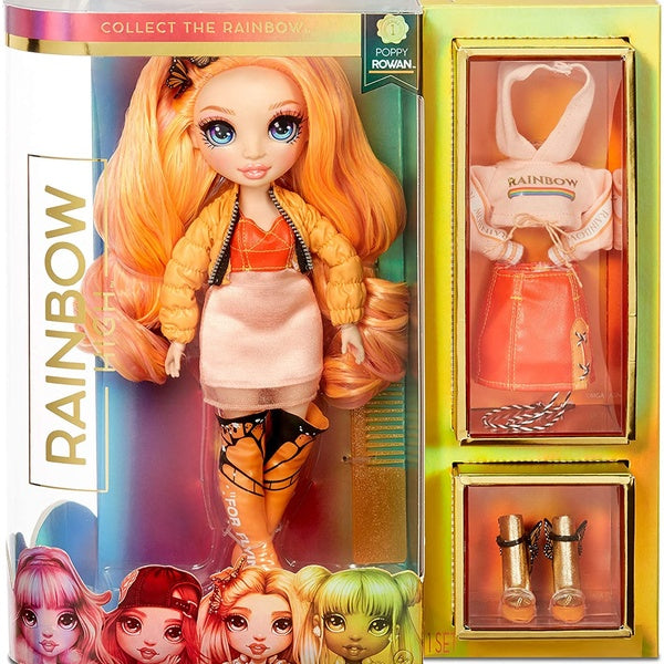 Rainbow Surprise Rainbow High Poppy Rowan - Orange Clothes Fashion Doll with 2 Complete Mix & Match Outfits and Accessories, Toys for Kids 6 to 12 Ye