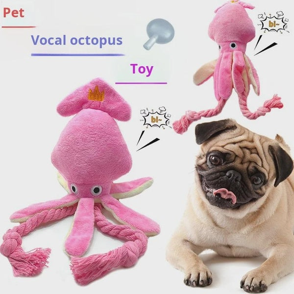 Dog Toy Pink Octopus Plush Doll Pet Sound Toy Molar Tooth Cleaning Golden Retriever Teddy Poodle Relieving Stuffy Pet Supplies