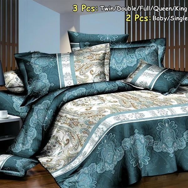 Luxury Fashion Bohemia Floral Stripe Painting Bedding Set Baby-Single-Twin-Double-Full-Queen-King Size Boho Soft Bedding Set 2-3Pcs Duvet Cover Set f