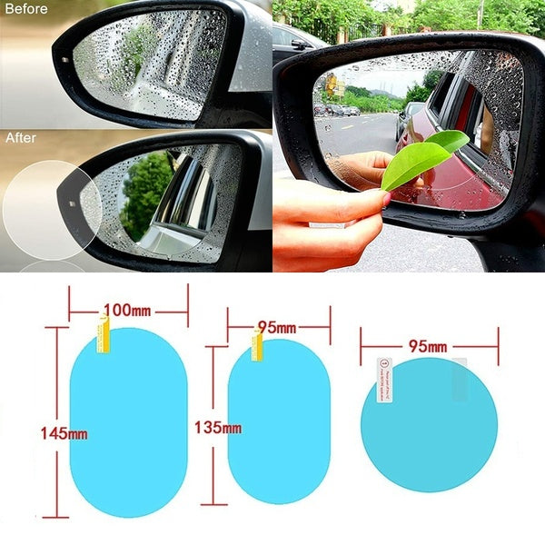1-2-4Pairs Car Rearview Mirror Protective Film HD Anti-Fog Coating Rainproof Film Anti-glare Anti-scratch Screen Protector for Rear View Mirror