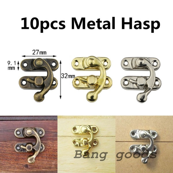 10pcs Leather Bag Hardware Furniture Hasp With Screws Clasps Lock Padlock Decorative Latch
