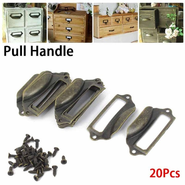 Accueil Placard Tiroir Commode Porte Étiquette Style Tirer Poignée Bronze Ton 20pcs w Vis