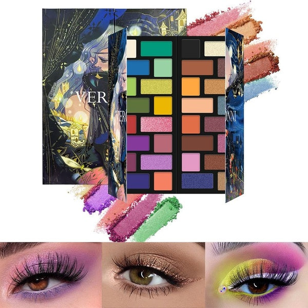32 Colours Cartoon Eyeshadow Palette With Brushes, Colourful and Highly Pigmented Eyeshadows, Fine Texture Open Lid Eyeshadow Palette, For Women Beau