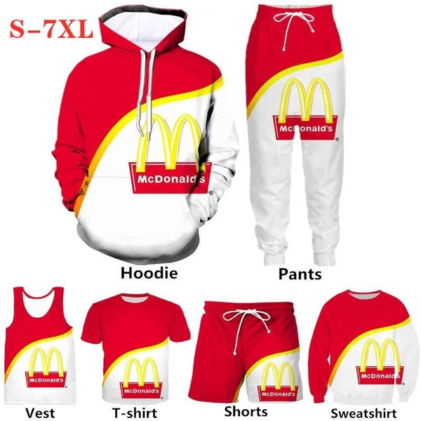 New Hot Plus-size S-7XL Mcdonalds Men Women 3D Printing Harajuku Style T Shirt -hoodies- Sweatshirts-pants-shorts-vest-Zip Hoodies