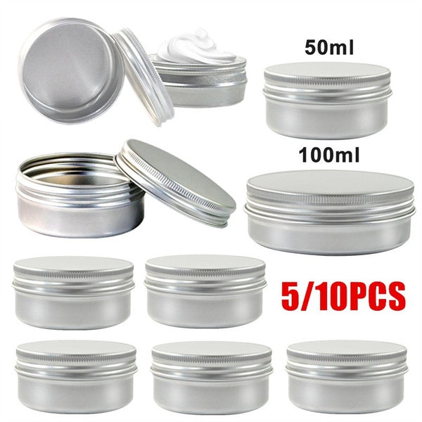 50-100ML Oil Aluminum Cosmetic Tin Pot Jar Sample Empty Wax Container Cosmetic Container Pots Round Can Lip Balm Storage Tanks