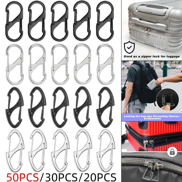 50pcs-30pcs-20pcs Zipper Clips Anti Theft, Zipper Pull Locks for Backpacks, Dual Spring S Carabiner Zipper Clip Theft Deterrent for Luggage Suitcase