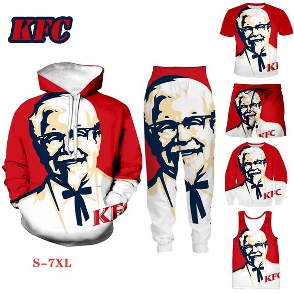 New KFC Colonel 3d Print Hip Hop Fashion Sweatshirt-Hoodies-pants-vest--T-shirt-shorts Plus Size S-7XL