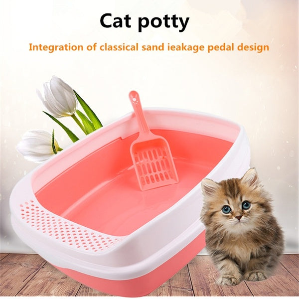 Hot Sell Cat Litter Bowl Anti Splash Litter Box Tray Semi-closed Sand Basin Plastic Extra Large Cat Toilette Small Pet Supplies