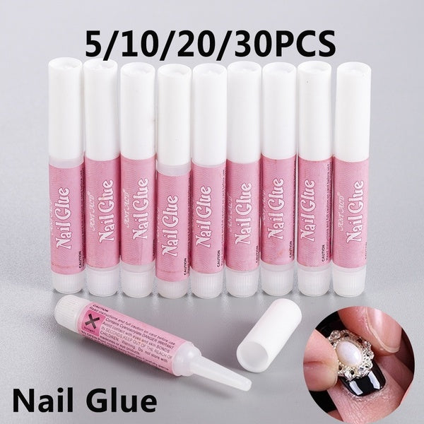5-10-20-30Pcs Mini Beauty Nail Glue Professional Nail Art Glue False Art Decorate Tips Acrylic Glue Nail Accessories for Rhinestones (Size: 2g)