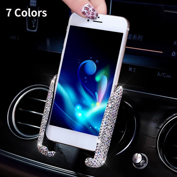 Glitter Car Phone Holder Mini Car Dash Air Vent Automatic Phone Mount, Universal 360° Adjustable Auto Car Stand Phone Holder Car Accessories for Wome