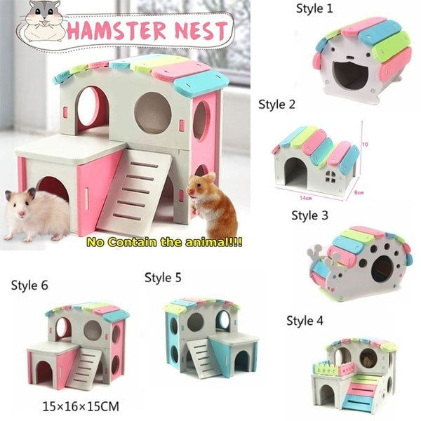 2021 New Pet Castle House Toy Viewing Deck Ladder Pet Products 1 PC Hamster House Hamster Nest Wooden Seesaw