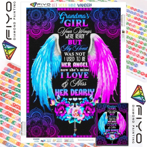 Wings FIYO DIY 5D Diamond Painting Full Drill with Number Kits Home and Kitchen Fashion Mosaic Diamond Painting Canvas Wall Decoration Gift Crafts fo