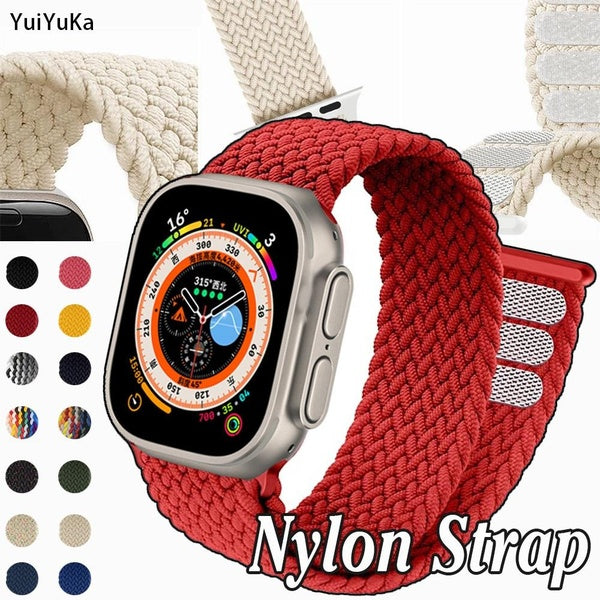 YuiYuKa Strap for Smart Watch Ultra 2-Ultra 49mm 9 8 7 41mm 45mm Adjustable Soft Elastic Nylon Breathable Sport Bracelet Band for Smartwatch Series S