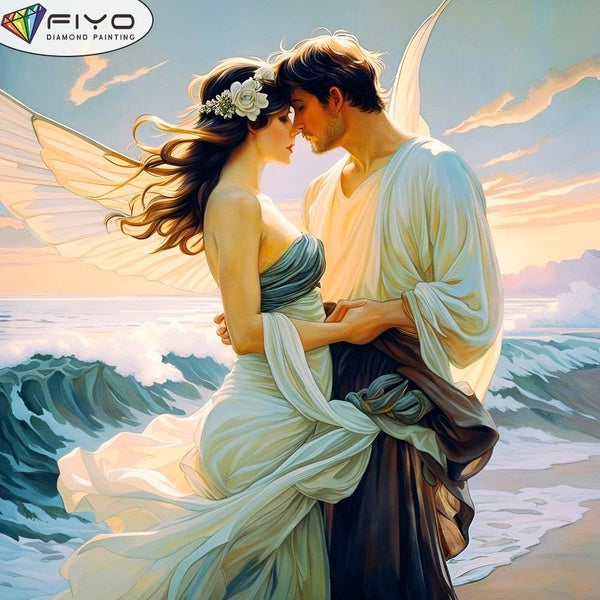 FIYO DIY 5D Love Diamond Painting Full Drill with Number Kits Home and Kitchen Fashion Mosaic Diamond Painting Canvas Wall Decoration Gift Crafts for