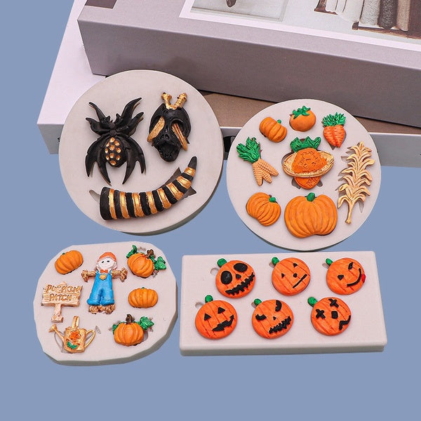 KUXSE Halloween Pumpkin Silicone Mold Fondant Cake Decorating Tool Sugarcraft Candy Chocolate Gumpaste Mold Kitchen Baking Tool