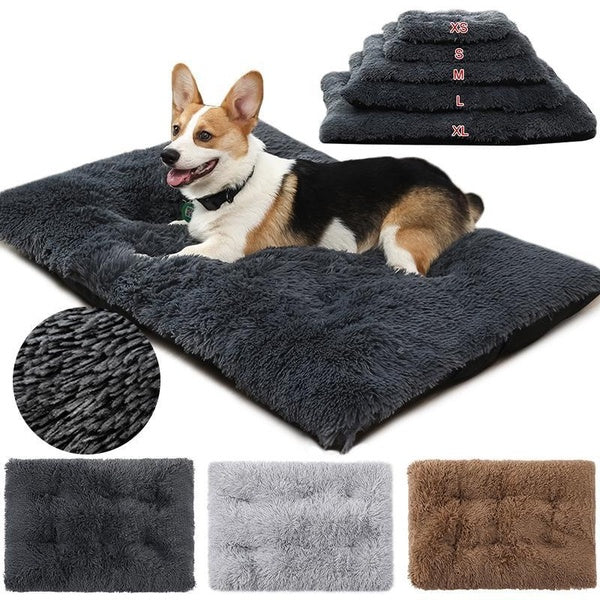 Deluxe Plush Soft Fluffy Pet Beds,Large Dog Bed Crate Pad,Washable Anti-Slip Dog Crate Bed for Large Medium Small Dogs and Cats,Dog Mats for Sleeping