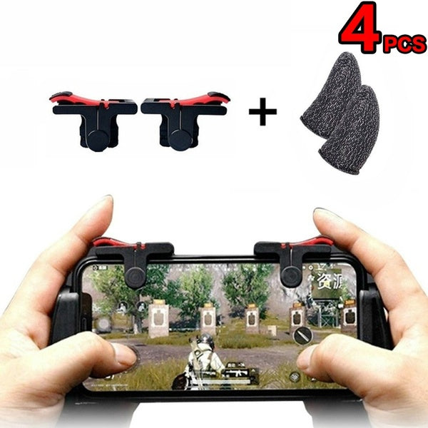 4 pièces - ensemble nouveau Style écran tactile pouces doigt manchon et déclencheurs de jeu gauche droite Smartphones contrôleur de tir de jeu pour P