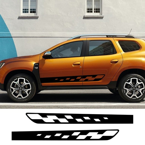 2pcs Car Styling side Stripes Sticker DIY Auto Vinyl Film Sport Graphics Decals For Renault Dacia duster Tuning Car Accessories