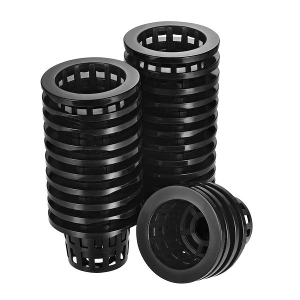 Garden Slotted Mesh Cups Hydroponic Net Pots Plastic 2.35 Inch, Suitable for Home Vegetable Flower Planting, Black 25pcs