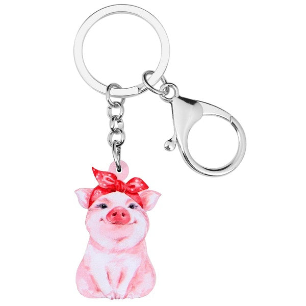 Acrylic Valentine's Day Headband Pig Key Chains Rings Bag Car Purse Decoration Keychain For Women Girls Teens Charms Gift