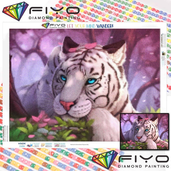 FIYO Tiger DIY 5D Diamond Painting Full Drill with Number Kits Home and Kitchen Fashion Mosaic Diamond Painting Canvas Wall Decoration Gift Crafts fo