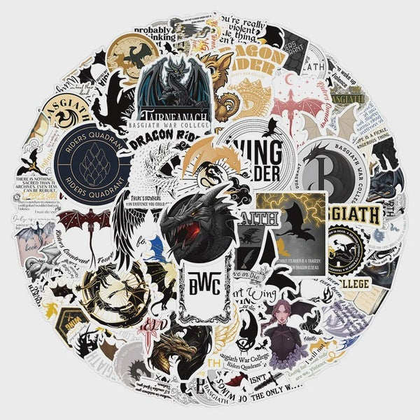 10-50PCS Fantasy Novel Fourth Wing Stickers Graffiti Stickers for DIY Luggage Laptop Skateboard Motorcycle Bicycle Sticker