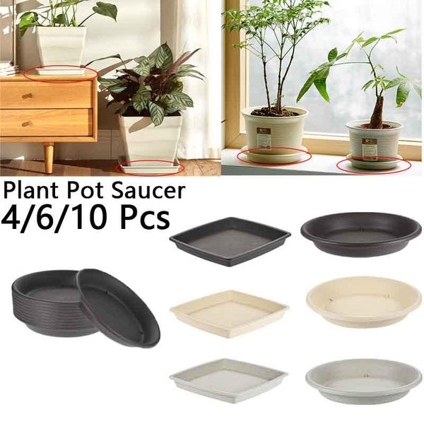 4-6-10 Pcs Plastic Plant Saucer 6-7 inch Round-Square Drip Plant Garden Supplies Trays Flower Pot Indoor Outdoor