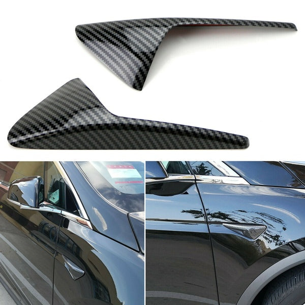 1 Pair Carbon Fiber Style Left Right Body Side Camera Turn Signal Side Marker Light Lamp Cover Molding Trim Car Styling For Tesla Model 3 S X