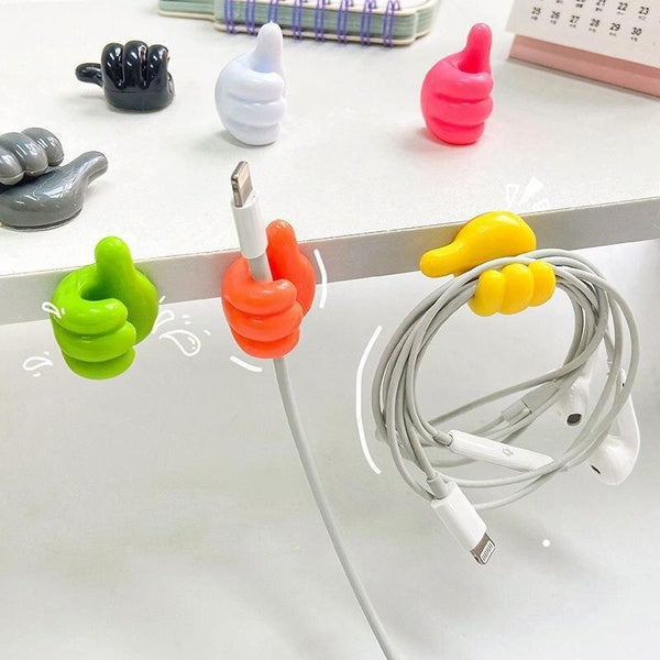 decorative hook self adhesive wall Creative Silicone Thumb Key Hook Home-Office Data Cable Clip Wire Desk Organizer