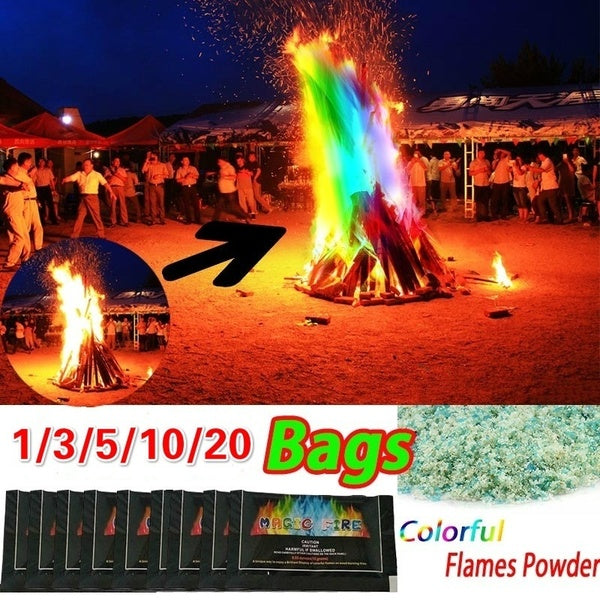 1-3-5-10-20Pcs Color Fire Magic Flame Campfire Fire Flame Stain Mysterious Flame Magic Fire Party Campfire Outdoor Fun Gifts