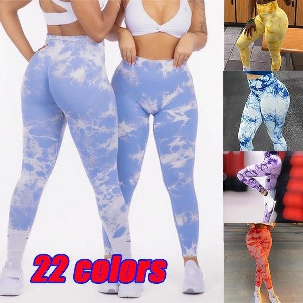 Pantalons de Yoga pour femmes, 22 couleurs, teinture par nouage, pantalons de sport, Fitness, taille haute, vêtements de course, slim, vêtements de Y